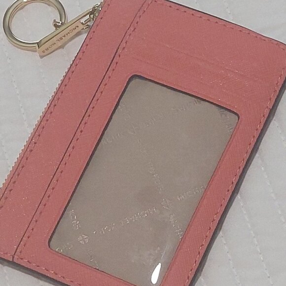 NWOT Michael Kors Orange Small Top Zip Coin Pouch w/ID Keychain Cardholder - Picture 10 of 10